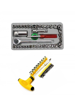 Buy 2 In 1 Bundle Offer, Alwa Driver Set 40Pcs Combination Socket Wrench Set, Quality Professional 24Pcs Socket & Bits Set, AW6698B